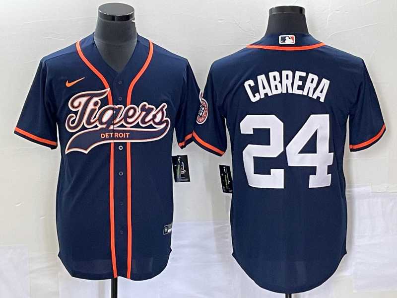 Men%27s Detroit Tigers #24 Miguel Cabrera Navy Cool Base Stitched Baseball Jersey->cleveland indians->MLB Jersey